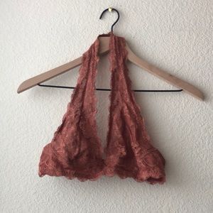 Galloon lace halter bra